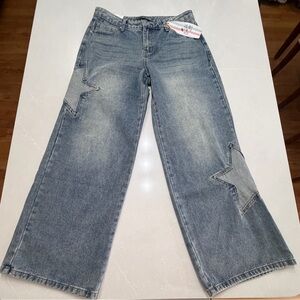 NWT Cali1850 Denim Star Patch Flare Jeans, Junior 11